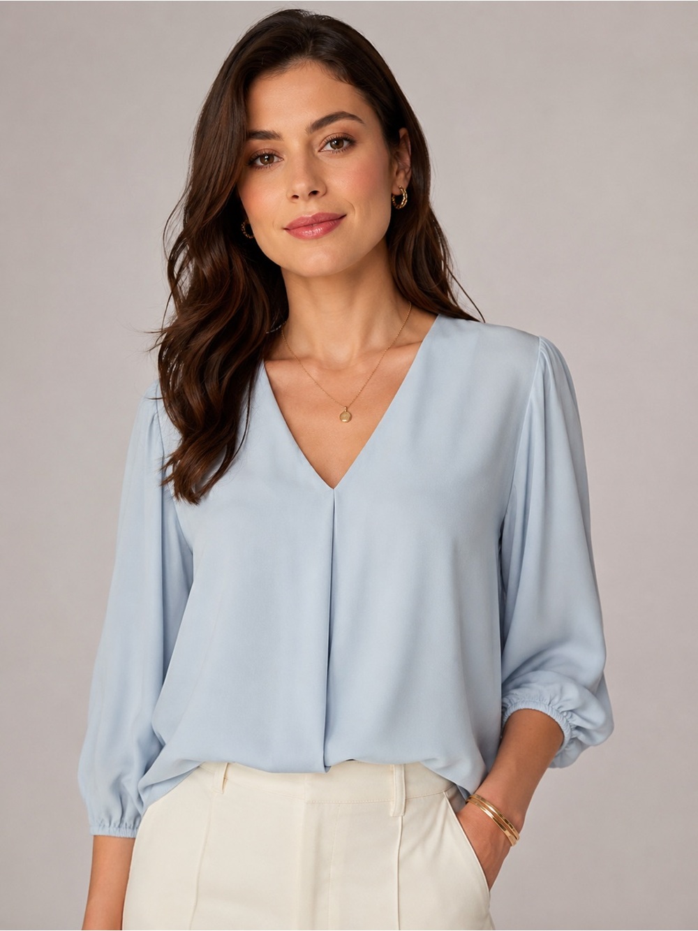 Cato Est. 1946 blue grey long sleeves blouse. office, school teacher, career XL